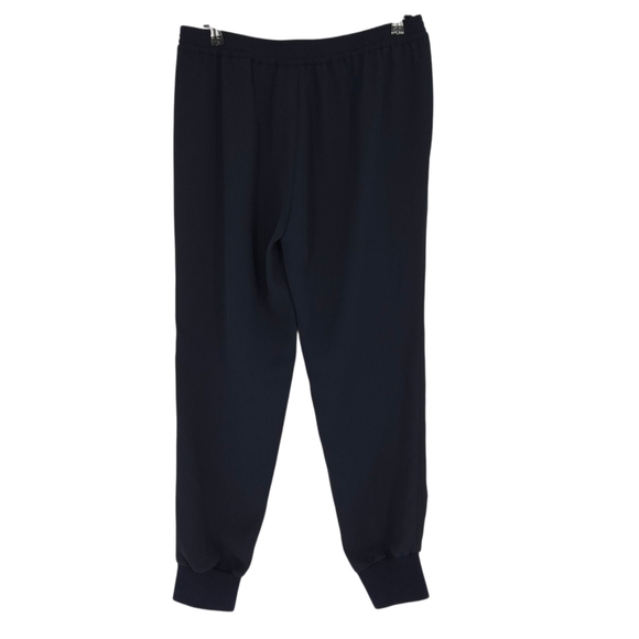 Vince Jogger Pants Navy Blue Crepe Pleated High Rise Pull On Stretch Waist - Picture 2 of 3